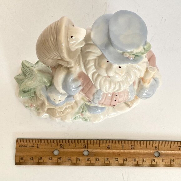 Santa Figurine W Fish In Bag Blue Top Hat Porcelain Pastel Color Christmas Decor - Picture 8 of 8
